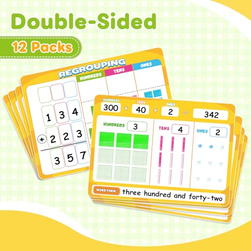 12 Packs Place Value Chart, Math Manipulatives Math Games for Kids