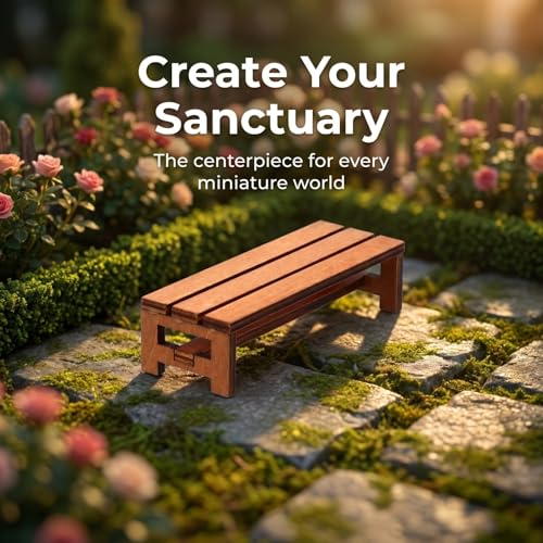 Homoyoyo 3pcs Miniature Wooden Bench Set - Dollhouse Furniture Mini Chairs 1:12 Scale Wooden Park Chair Furniture Accessories for Fairy Garden, Photo Backdrop and Bonsai Landscape Decor