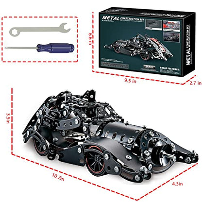 Erector Sets for Boys Age 8 9 10 11 12-16 and Older, 332 Pcs Batman Model Car Building Set for Kids Ages 8-12 Year and Up Metal STEM Educational Toy for Kids Boys Girls or Adults - style: Batmobile Model
