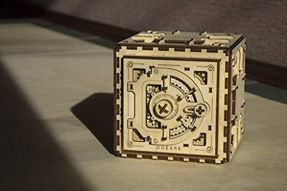 UGEARS Model Safe Kit 3D Wooden Puzzles for Adults - Wooden Model Kits for Adults - Mechanical Safe Puzzle Box, 3D Puzzles for Adult, DIY Wooden Model, Brain Teaser Hobby Gift Set for Fathers Day