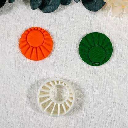 Xaekicr Sunburst Ring Polymer Clay Cutters – Textured Circle Clay Cutters and Tools for Polymer Clay Jewelry Making and DIY Earrings - color: 2G color