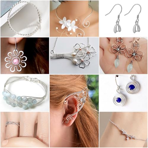 Modacraft 22 Gauge Silver Wire for Jewelry Making with Jewelry Pliers, Craft Wire Beading Wire Tarnish Resistant Copper Wire - color: Silver, size: 22 Gauge