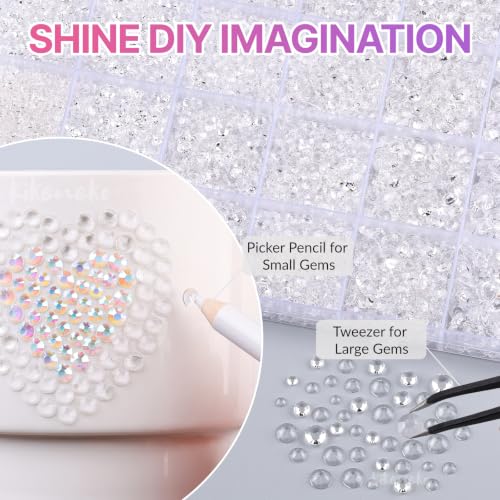 33000Pcs Clear Transparent Resin Rhinestones for Bedazzling Kit - color: Crystal 2-6mm