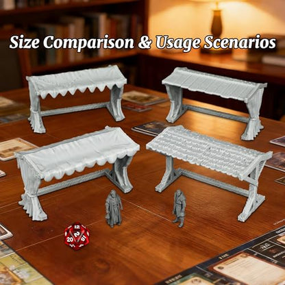 AUSPDICE Miniature Game Market Stalls, 25mm Scale Unpainted TTRPG Scenery - color: Af1104 P Market Stall Awning