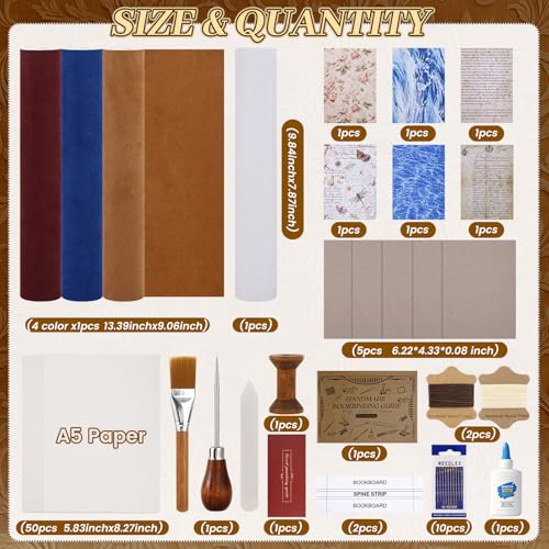 FOGWOWO 87 Pcs Book Binding Kits,Book Making Kit Tools with Video Tutorials - color: Bookbinding Kit-A