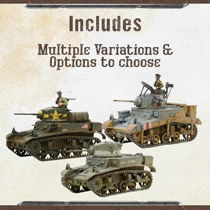Wargames Delivered - Warlord Games Bolt Action M3 Stuart Tank with Bonus Miniature STL Download - US Tank, WW2 Miniatures, 28mm Scale, Army Model Kit for Miniature Wargaming - color: M3 Stuart Tank