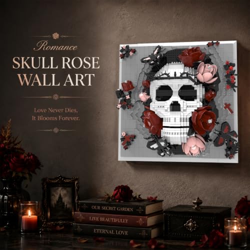 Skull Flowers Mini Building Set Gothic Art Interior Decoration Ornament