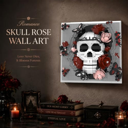 Skull Flowers Mini Building Set Gothic Art Interior Decoration Ornament