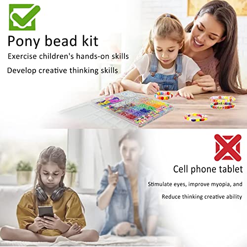 LIS HEGENSA 1000Pcs DIY Childrens Craft Pony Beads Friendship Bracelet Kit - color: colorful