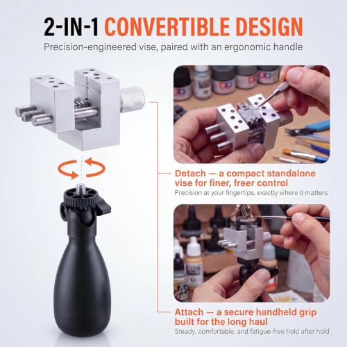Handheld Mini Vise, Adjustable Bench Vise for Hobby Model Making - style: with handle