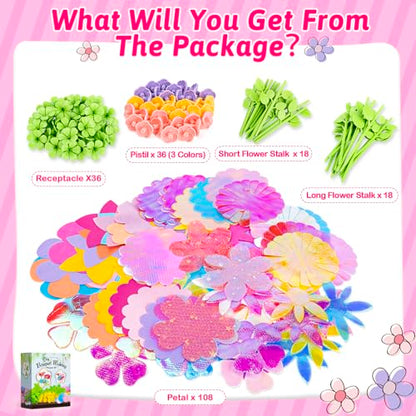 Osllate Upgraded Flower Bouquet Accessories Set for Making 36 Flowers, DIY Arts & Crafts Toy Accessories Flowers Making Toy Kit