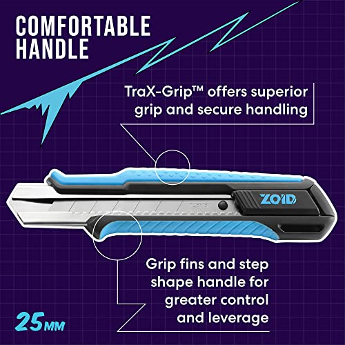 Zoid 25mm Snap Knife with TraX-Grip, High-Carbon Steel Blade, Retractable Box Cutter, Utility Knife for Cutting and Crafting, 7-Segment Snap Blade, Textured Grip for Comfort and Stability - size: Single, style: 25mm Snap Knife