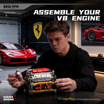 V12 Engine Model that Runs, Build Your Own Visible Car Motor Building Set
