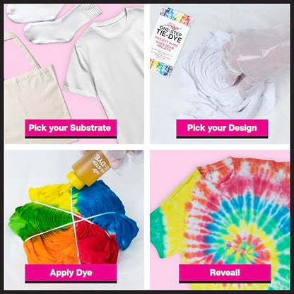 Tulip One-Step Tie Dye Kit, Large Group Activity, Gift, 14 Vibrant Colors, Permanent Fabric Dye, Easy Clean-up, 18 Prefilled Full-Size Bottles and Tools