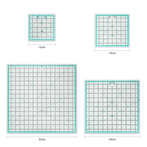 MANUFORE Quilting Ruler 4-Piece Square Sewing Acrylic Ruler Metric - style: 4pcs Square CM