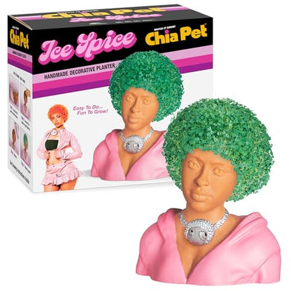Chia Pet Ice Spice with Seed Pack and Drip Tray: Living Product Ice Spice Decorative Pottery Planter, Easy to Grow Indoor Live Plant, Novelty Gift, Home Décor Planting Kit, Perfect for Any Occasion - style: Ice Spice