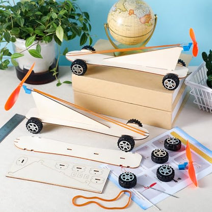24 Sets Rubber Band Propeller Car Kit DIY Bulk STEM Craft Kit