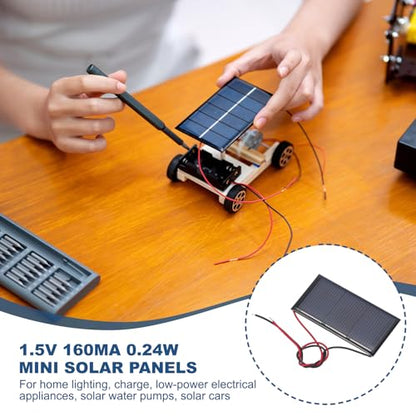 MECCANIXITY 10 Pcs 1.5V 0.24W 160mA Mini Solar Panels with 2 Cable - style: 1.5V 0.24W 160mA