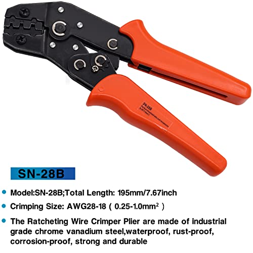 Taiss Dupont Crimping Tool Kit with 600PCS 2.54mm Dupont Connector Kit SN-28B Ratcheting Wire Crimper Plier,1/2/3/4/5/6/7 Pin Housing Dupont Connector Male Female Pin Header Crimp Terminal AWG28-18 - style: 600PCS kit