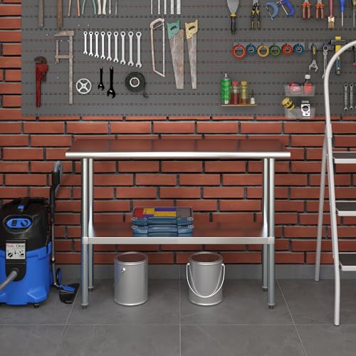 AmGood 16 in. x 48 in. Stainless Steel Work Table | Metal Kitchen Food Prep Table | NSF - size: 48 in. Long x 16 in. Deep without Wheels