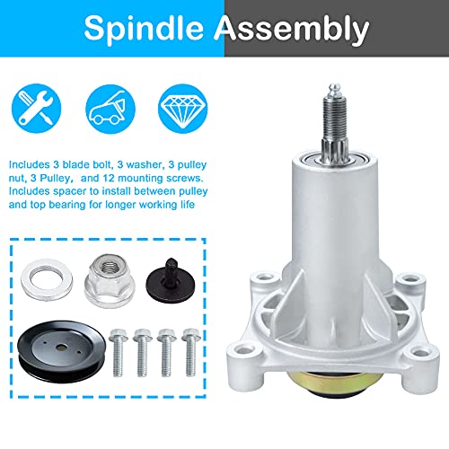 187292 Spindle Assembly 2246 LS, YTH 20K46, YTH2042, CT154 Compatible with Craftsman Husqvarna AYP 42", 46", 48" and 54" Decks 192870, 532192870, 532187292, Includes Pulley 195945,197473 - size: 3 Spindles + 3 pulley
