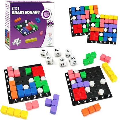 4 Players The Brain Square STEM Puzzle Game, Pattern Match Blocks Dice Game - color: 4_player
