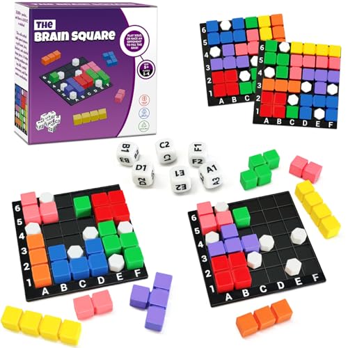 4 Players The Brain Square STEM Puzzle Game, Pattern Match Blocks Dice Game - color: 4_player
