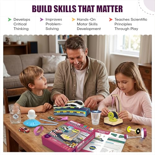 Physics Science Kit for Kids Ages 8-12 | STEM Educational Gift with 16 Experiments | Static Electricity, Magnetism & Air Pressure | DIY Science Set for Boys & Girls Birthday Christmas