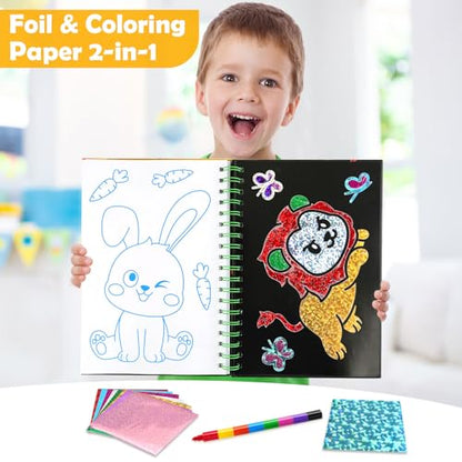 FUNNYB&G Foil Art Craft Kit for Kids, Sparkly Birthday Gift Toy for Kids - style: Dinosaur