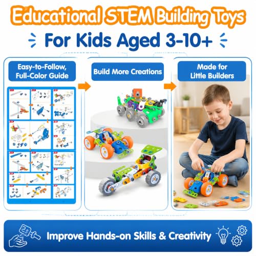 11 in 1 STEM Building Toys, 175 Pieces Construction Kit for Kids Ages 4-8