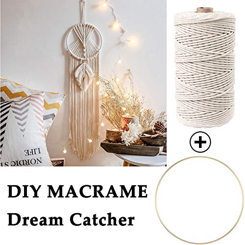87pcs Macrame Kits for Beginners 3mm x 220yards Natural Cotton Macrame Cord Wall Hanging Kit, Macrame Supplies Best for Macrame Plant Hanger with Wooden Beads,Wooden Rings - size: 3mm x 220yards set-87pcs