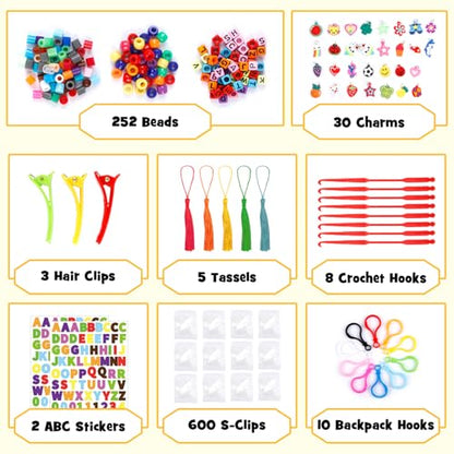 INSCRAFT Rubber Band Refill Kit: 18,950+ Rubber Bands in 37 Colors, S-Clips, Beads, Backpack Hooks, Tassels and More, DIY Friendship Bracelet Making Kits, Christmas Birthday Gift for Kids