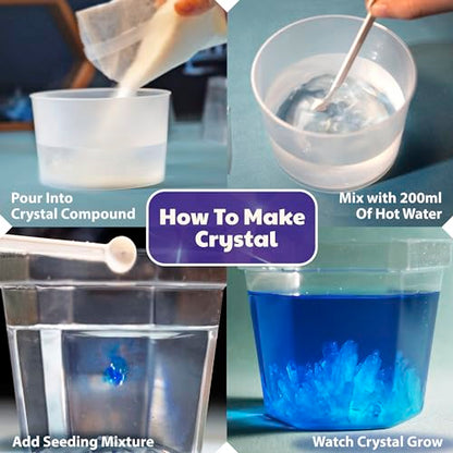4M 7 Crystal Growing Science Experimental Kit with Display Cases - Easy DIY STEM Toy Lab Experiment Specimens, Educational Gift for Kids, Teens, Boys & Girls - style: 7 Crystals
