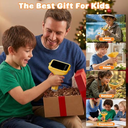 Kids Microscope, 1000X with 3.0" Large IPS Screen (Yellow) - color: Yellow