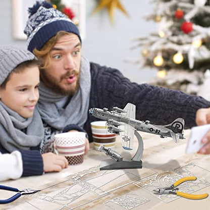 Piececool 3D Metal Puzzles, American Military Airplane Model Building Kits for Adults DIY Assembly Brain Teaser Puzzle, Best Gifts & Desk Decor. - style: B-29 Bomber