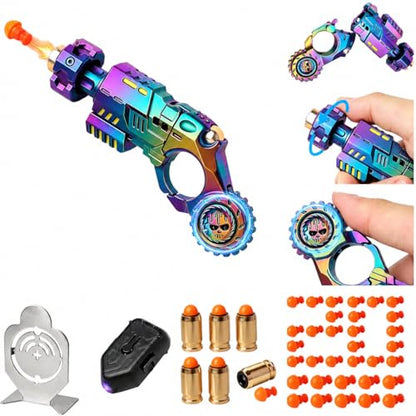 Metal EDC Gun Fidget Toy for Adults, 6 Shells, 20 Soft Dart Heads,Colorful - color: Colorful-06