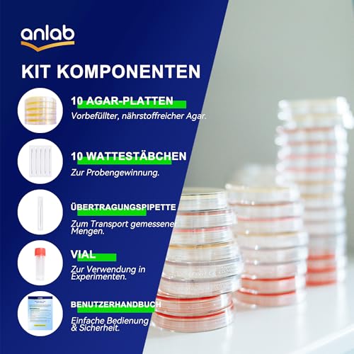 Nutrient Agar Petri Dishes Science Project Kit | Pre-Poured Agar Plates and Cotton Swabs for Science Experiments | Bacteria Science Kit - Sealed Separately (Items of 60)