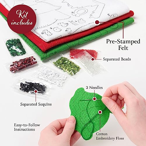 Bucilla Felt Applique Tissue Box Cover Kit, Jolly St. Nick, Perfect for Holiday DIY Arts and Crafts, 89678E