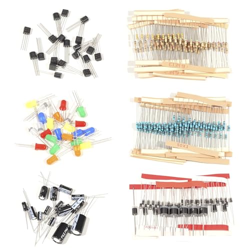 1910Pcs Electronic Component Kit Resistor Electrolytic Capacitor Schottky Diodes LED Diode Transistor Electronics Components Assortment for DIY Project