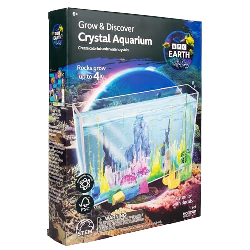 BBC Earth Grow & Discover Crystal Aquarium, Grow Colorful Cave-Like Crystal Formations Inside Reusable Tank, Magic Rocks, STEM Toys, Unique Crystal Growing kit, Science Experiments for Kids 6-8 - style: Crystal Aquarium