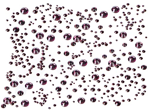 Bymitel 5000 Pieces 6 Mixed Sizes Glue Fix on Glass Rhinestones Round Crystal Gems Flatback for DIY Jewelry Making with one Picking Pen(6-Sizes 5000PCS, Amethyst) - color: Amethyst, size: 6-SIZES 5000PCS