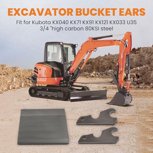 maXpeedingrods Excavator Quick Attach Bucket Ears with Base Plate for Kubota KX040 KX71 KX91 KX121 KX033 U35 - color: Bucket Ears with Base Plate