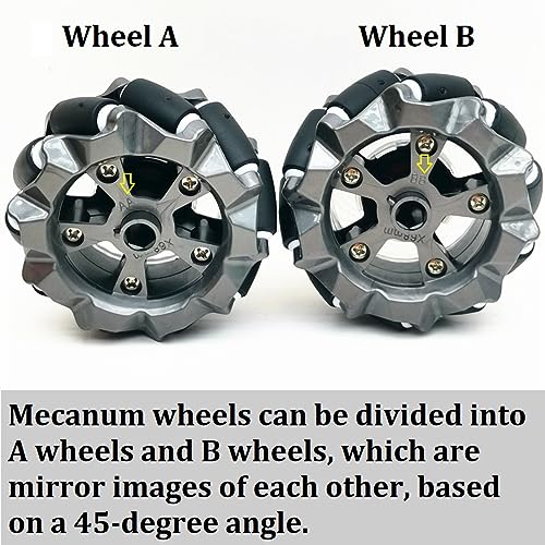 DIY Mecanum Wheel Robot Kit Parts 4WD Omnidirectional Wheels Smart Robot Car Chassis Kit Robotics Accessory for Adult Age 15+ (4Pcs Wheels and 4Pcs TT Motor)