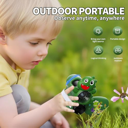 1600X Handheld Microscope for Kids 2" IPS Screen Kit Mini Pocket Digital Microscopes STEM Science with Slides Photo Video Rechargeable Portable Scope Gift for Ages 6-12 (Green) - color: Green