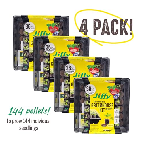 Jiffy Seed Starting Tray Kit - 36 Cell Plant Starter Trays, Portable - 11 x 11 x 4.25 in - 4 Pack - style: 4 Greenhouse Kit