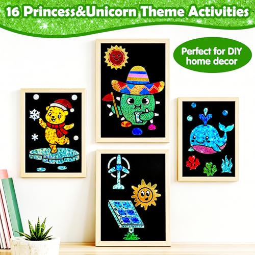 FUNNYB&G Foil Art Craft Kit for Kids, Sparkly Birthday Gift Toy for Kids - style: Going Green