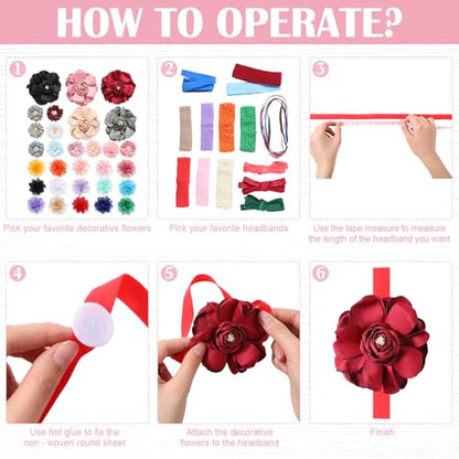 Geosar Baby Shower Games DIY Headband Making Kit Include Wooden Game Sign Elastic Cute Flowers Hairbands Round Fabrics and Tape Makes 30 Headbands for Baby Shower Guest Games(Bow) - style: Bow