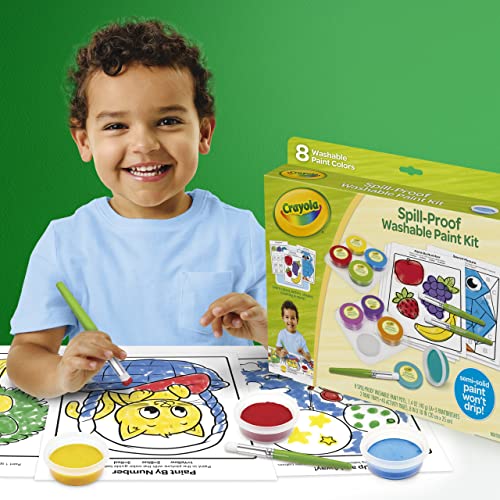 Crayola Spill Proof Paint Set (8ct), Washable Toddler Paint Kit, with Brushes, Pots, Activity Pages, Arts & Crafts Kit, Gift for Toddlers, Ages 3+ (Pack of 2) - size: 1 Count (Pack of 2), style: Spill Proof Paints