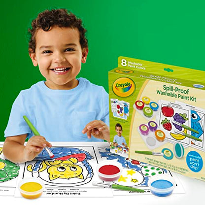 Crayola Spill Proof Paint Set (8ct), Washable Toddler Paint Kit, with Brushes, Pots, Activity Pages, Arts & Crafts Kit, Gift for Toddlers, Ages 3+ (Pack of 2) - size: 1 Count (Pack of 2), style: Spill Proof Paints
