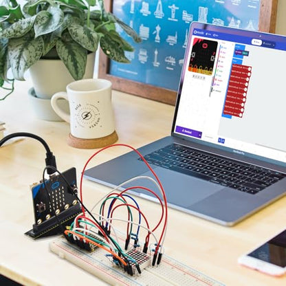 KEYESTUDIO Super Starter Kit for Microbit V2 V1.5 STEM Learning|Without Micro:bit Board, 40 Lessons Tutorial, with T-Breakout Board, Breadboard, LCD Display etc. Educational Kit for Beginners 15+